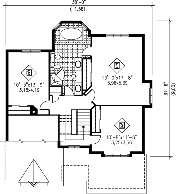 Traditional Floor Plan - Upper Floor Plan #25-2203