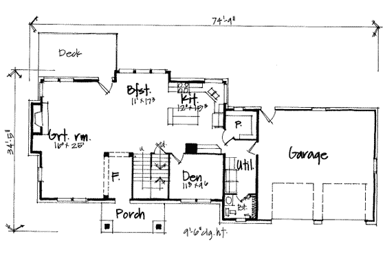 Floor Plan - Main Floor for Southern House Plan #308-212 - 4 bed, 2.5 bath