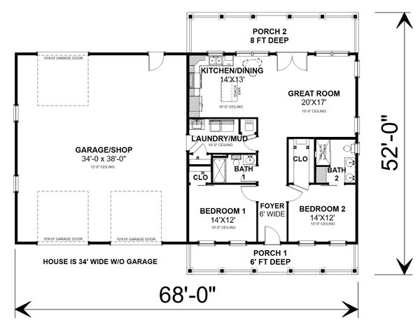 Barndominium Floor Plan - Main Floor Plan #44-262