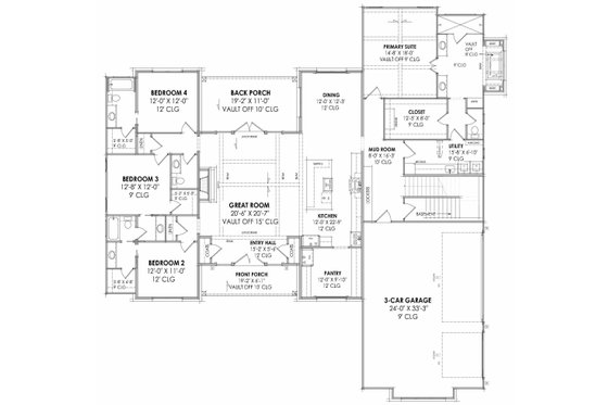 Floor Plan - Main Floor 1 for European House Plan #1096-61 - 4 bed, 3.5 bath