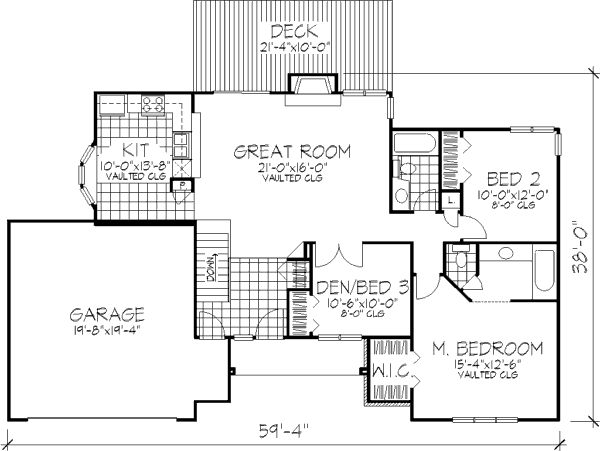 House Design - Ranch Floor Plan - Main Floor Plan #320-355
