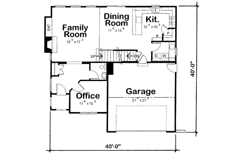 Home Plan - Floor Plan - Main Floor for European House Plan #20-2140 - 4 bed, 2.5 bath