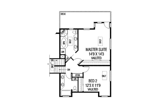 Floor Plan - Upper Floor for Traditional House Plan #60-211 - 3 bed, 3 bath