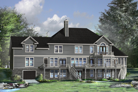 Exterior - Rear Elevation for Country House Plan #25-4883 - 7 bed, 3.5 bath