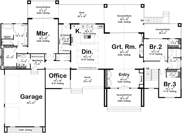 House Blueprint - Beach Floor Plan - Main Floor Plan #455-702