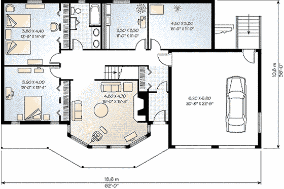 Floor Plan - Lower Floor for Contemporary House Plan #23-2066 - 4 bed, 3 bath