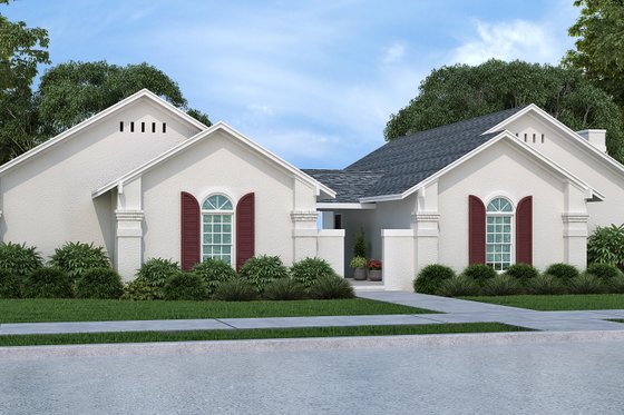 Exterior - Front Elevation for European House Plan #45-221 - 2 bed, 2 bath