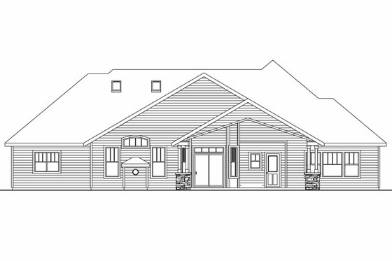 Exterior - Rear Elevation for Country House Plan #124-700 - 4 bed, 3.5 bath