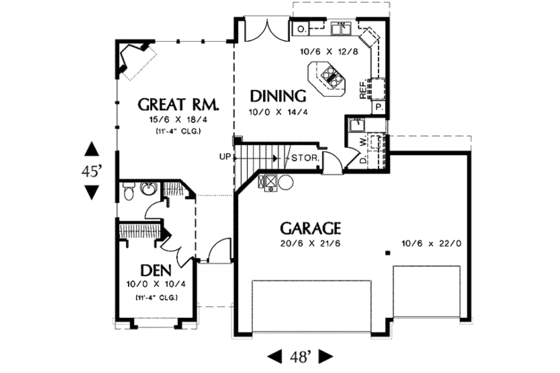 Floor Plan - Main Floor for Traditional House Plan #48-202 - 4 bed, 2.5 bath