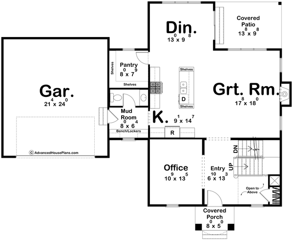 Architectural House Design - Colonial Floor Plan - Main Floor Plan #455-619