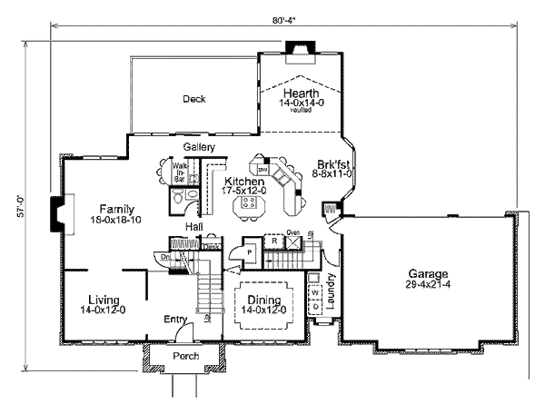 House Blueprint - Colonial Floor Plan - Main Floor Plan #57-297