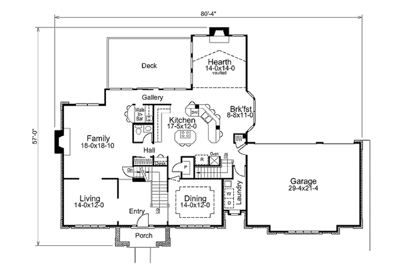 Dream House Plan - Floor Plan - Main Floor for Colonial House Plan #57-297 - 4 bed, 3.5 bath