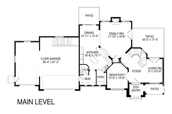 Floor Plan - Main Floor for Traditional House Plan #920-82 - 5 bed, 4.5 bath