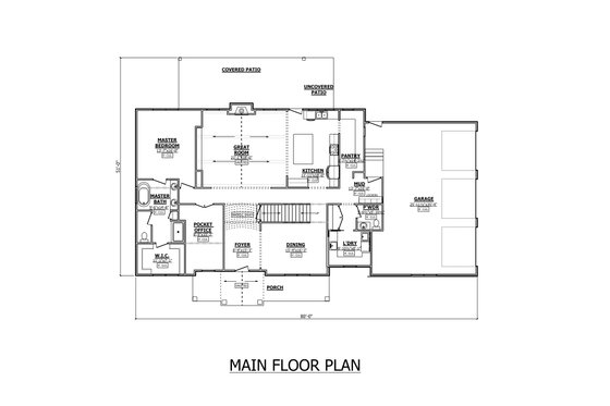 Floor Plan - Main Floor for Country House Plan #1089-17 - 4 bed, 2.5 bath