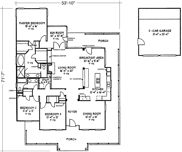 Home Plan - Country Floor Plan - Main Floor Plan #410-108