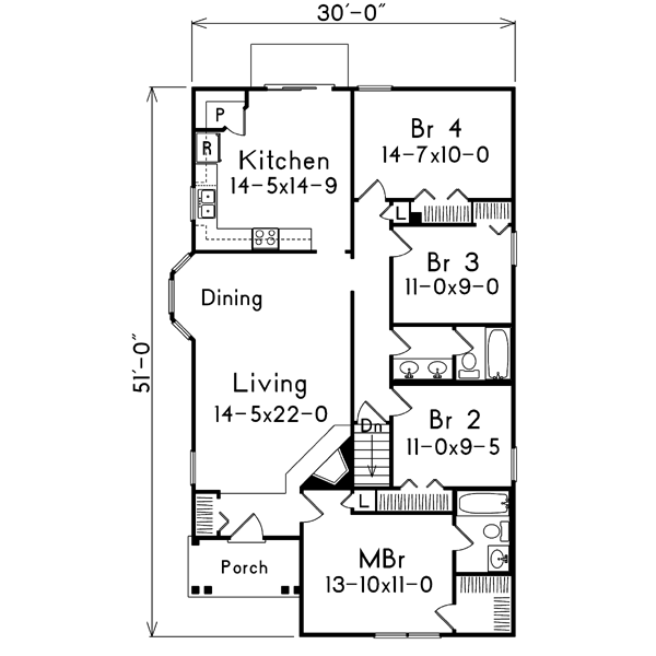 Cottage Floor Plan - Main Floor Plan #57-193