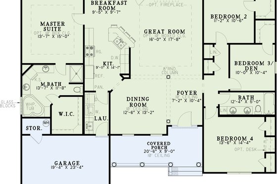 Exterior - Front Elevation 5 for Ranch House Plan #17-1112 - 4 bed, 2 bath
