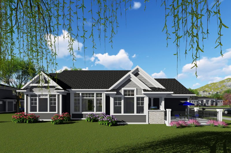 Architectural House Design - Exterior - Rear Elevation for Ranch House Plan #70-1420 - 2 bed, 2.5 bath