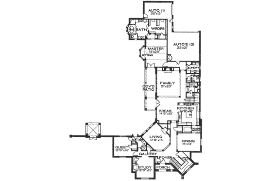 Floor Plan - Main Floor for European House Plan #141-169 - 5 bed, 4.5 bath