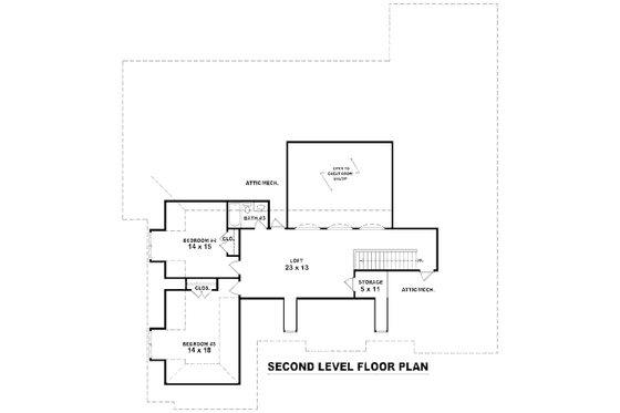 Floor Plan - Upper Floor for European House Plan #81-13839 - 5 bed, 3.5 bath