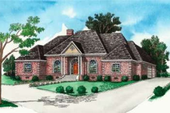 Exterior - Front Elevation for Southern House Plan #16-302 - 4 bed, 3.5 bath