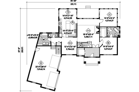 Floor Plan - Main Floor for Traditional House Plan #25-4736 - 5 bed, 3 bath