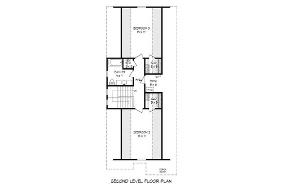 Floor Plan - Upper Floor for Traditional House Plan #932-18 - 3 bed, 2 bath