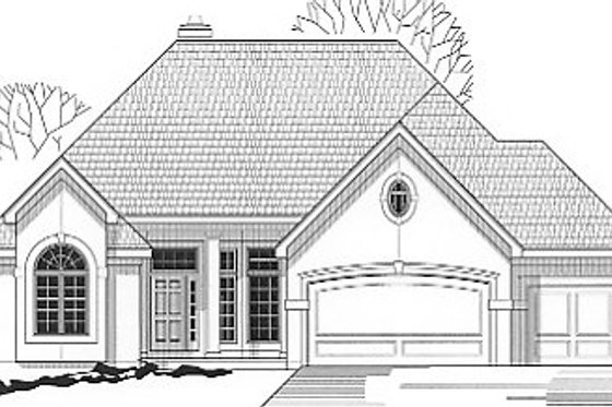 Exterior - Front Elevation for European House Plan #67-377 - 4 bed, 3 bath