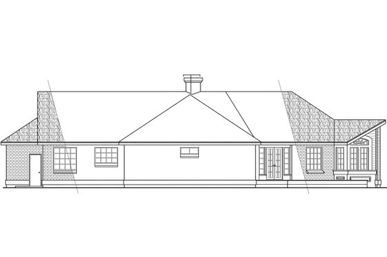 Exterior - Rear Elevation for Mediterranean House Plan #124-401 - 3 bed, 2.5 bath