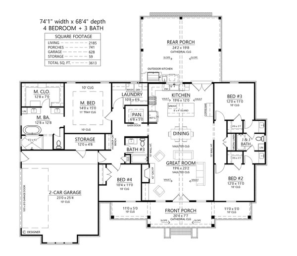 House Design - Farmhouse Floor Plan - Main Floor Plan #1074-129