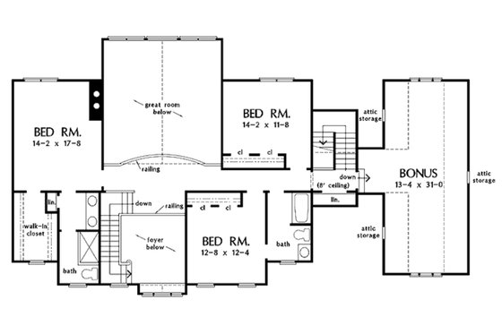 Floor Plan - Upper Floor for Country House Plan #929-44 - 4 bed, 3.5 bath