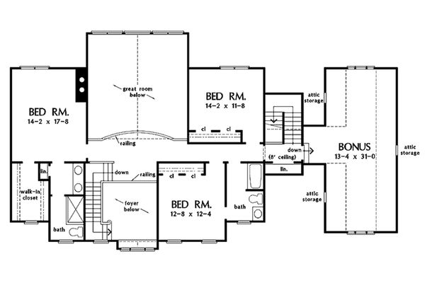 Architectural House Design - Country Floor Plan - Upper Floor Plan #929-44