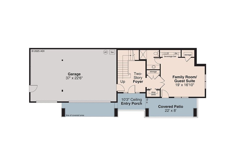 Home Plan - Floor Plan - Lower Floor for Craftsman House Plan #124-1407 - 4 bed, 2.5 bath