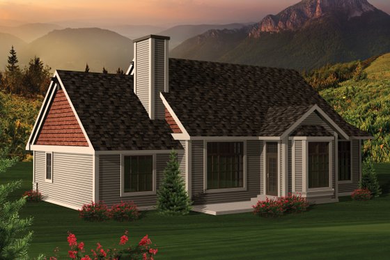 Exterior - Rear Elevation for Ranch House Plan #70-1044 - 3 bed, 2 bath