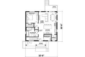 Floor Plan - Main Floor for Modern House Plan #23-2677 - 3 bed, 2 bath