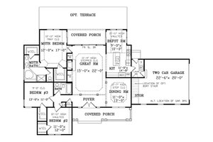 Floor Plan - Main Floor for Country House Plan #456-7 - 3 bed, 2 bath