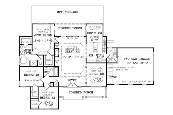 Floor Plan - Main Floor for Country House Plan #456-7 - 3 bed, 2 bath