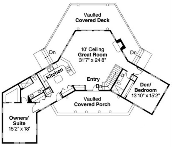 House Plan Design - Craftsman Floor Plan - Main Floor Plan #124-853
