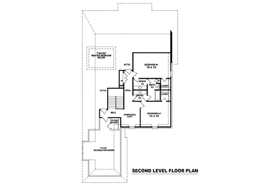 Floor Plan - Upper Floor for European House Plan #81-1236 - 4 bed, 3 bath