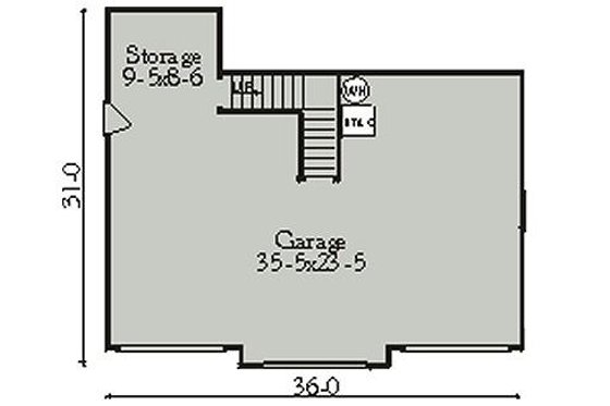 Floor Plan - Main Floor for Country House Plan #406-301 - 1 bed, 1 bath