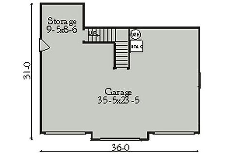 House Blueprint - Floor Plan - Main Floor for Country House Plan #406-301 - 1 bed, 1 bath