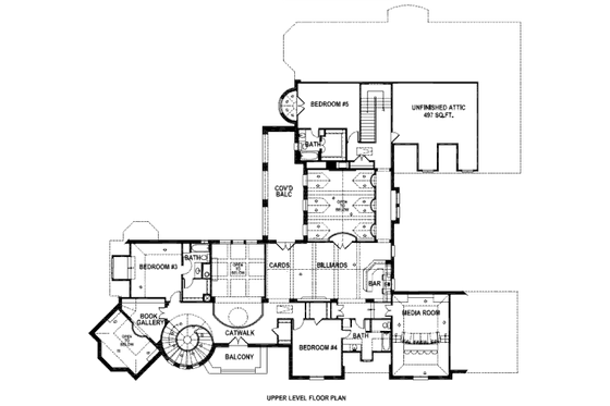 Floor Plan - Upper Floor for European House Plan #141-280 - 5 bed, 6.5 bath