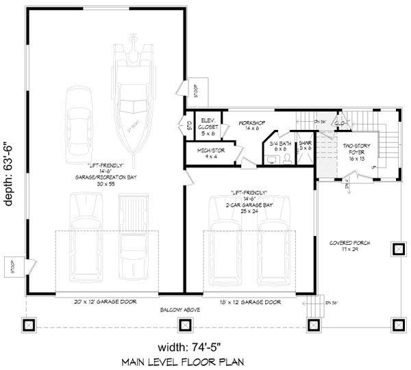 House Blueprint - Contemporary Floor Plan - Lower Floor Plan #932-1266