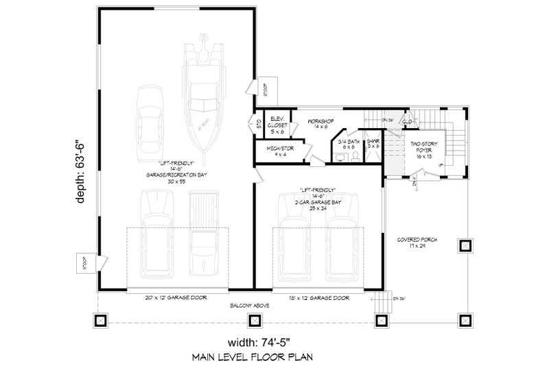 Architectural House Design - Floor Plan - Lower Floor for Contemporary House Plan #932-1266 - 3 bed, 4 bath