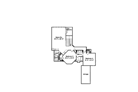 Floor Plan - Upper Floor for European House Plan #135-174 - 4 bed, 4.5 bath