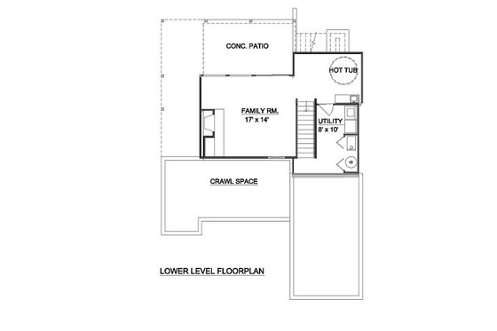 Floor Plan - Lower Floor for Modern House Plan #116-117 - 3 bed, 2 bath