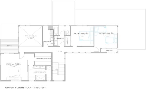 Modern Floor Plan - Upper Floor Plan #909-1