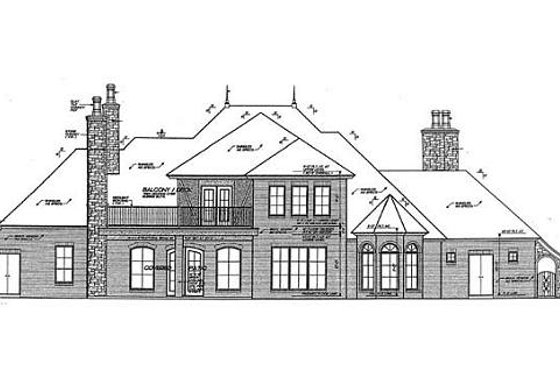 Exterior - Rear Elevation for European House Plan #310-683 - 4 bed, 4.5 bath