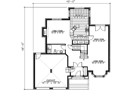 Floor Plan - Main Floor for European House Plan #138-172 - 3 bed, 2.5 bath