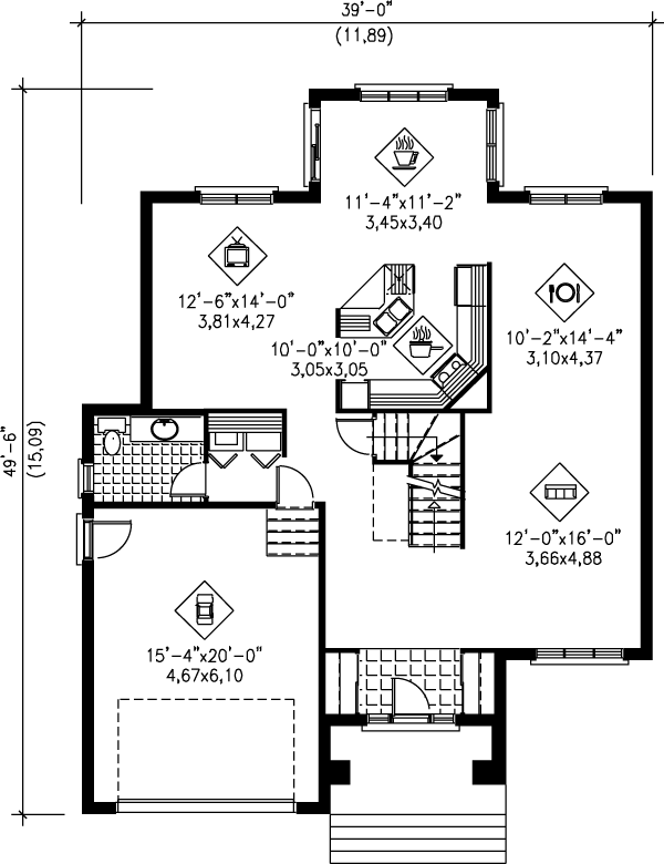 European Floor Plan - Main Floor Plan #25-2200